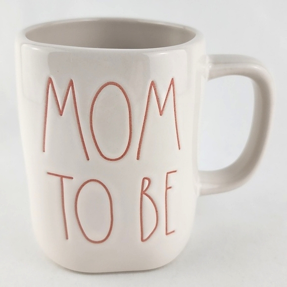 ⭐️2/ $50⭐️ Rae Dunn Artisan Collection White Mug Coffee Pink Letters  MOM TO BE - Picture 2 of 12